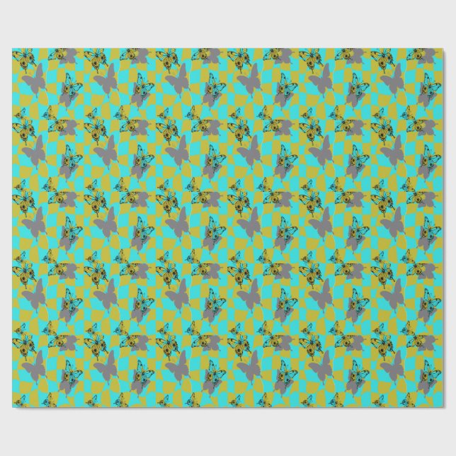 Papel De Regalo Mariposa abstracta colorida (Superficie plana)