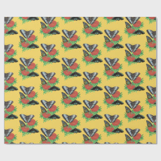 Papel De Regalo Mariposa Acuarela Amarilla Patrón Floral Tropical