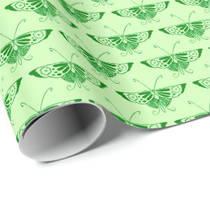 Papel De Regalo Mariposa Art Déco estilizada - verde esmeralda
