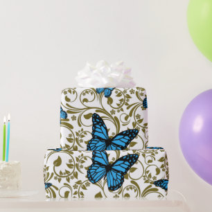 Papel De Regalo Mariposa azul en el jardín