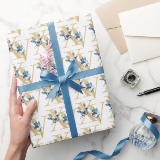 Papel de Regalo Mariposa Azul Oro Quinceañera