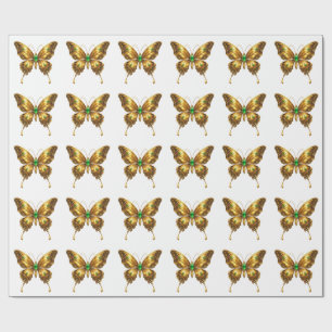 Papel De Regalo Mariposa de Cristal Esmeralda Dorada