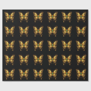 Papel De Regalo Mariposa de Cristal Esmeralda Dorada