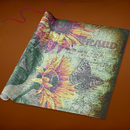 Papel De Regalo Mariposa de girasol rústica audaz efemera