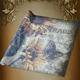 Papel De Regalo Mariposa de girasol rústico efímera