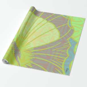 Papel De Regalo Mariposa de oro clásica Pistachio Violeta