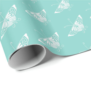 Papel De Regalo Mariposa Deco estilizada - azul de huevo de robin