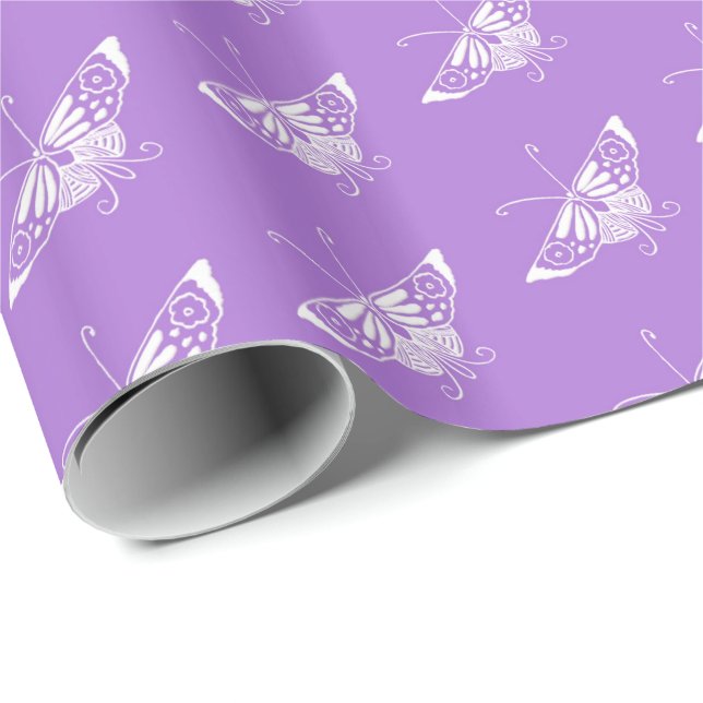 Papel De Regalo Mariposa Deco estilizada - lavanda (Esquina del rollo)