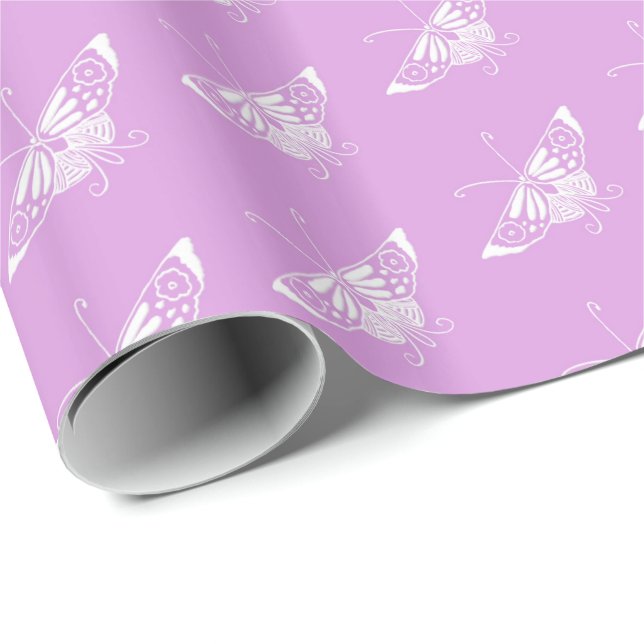 Papel De Regalo Mariposa Deco estilizada - orquídea ligera (Esquina del rollo)