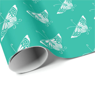 Papel De Regalo Mariposa Deco estilizada - turquesa