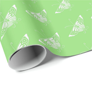 Papel De Regalo Mariposa Deco estilizada - verde lima