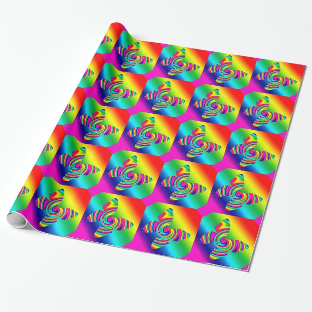 Papel De Regalo Mariposa del giro del arco iris (Desenrollado)