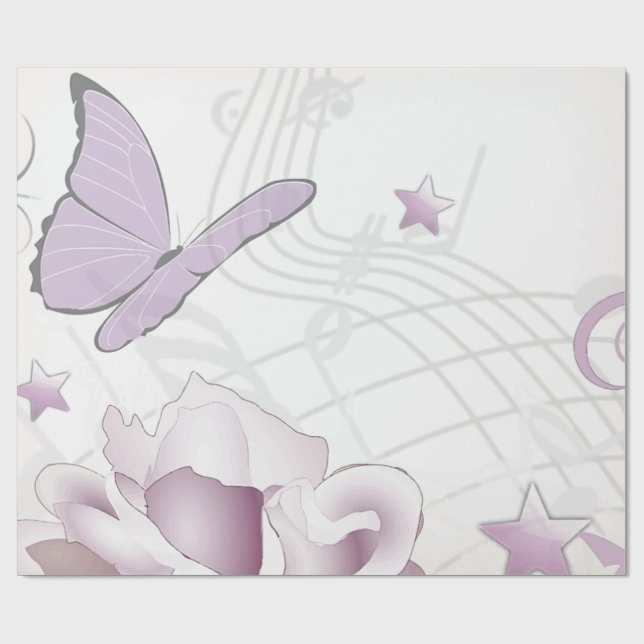Papel De Regalo Mariposa del Viejo Mundo Lavender-Mauve & Beige (Superficie plana)
