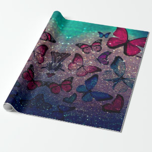 Papel De Regalo Mariposa en Purpurina