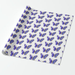 Papel De Regalo Mariposa Flor Zafiro