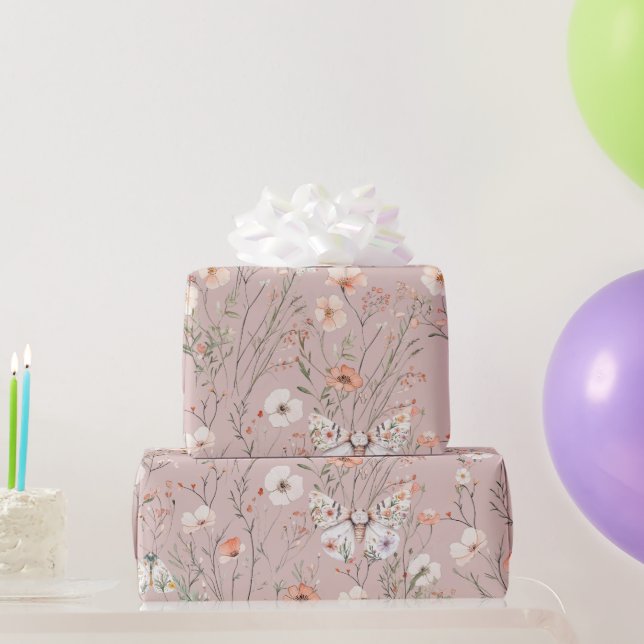 Papel De Regalo Mariposa Floral Boho (Regalos de fiesta)