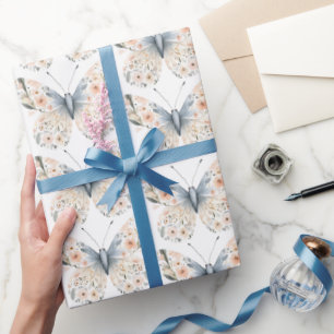 Papel De Regalo Mariposa Floral Boho