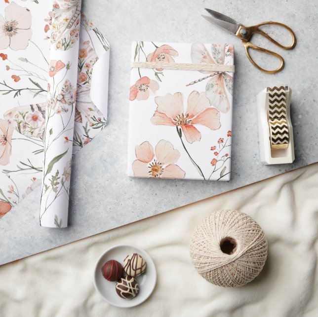Papel De Regalo Mariposa Floral Boho (Artesanía)