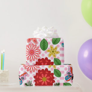 Papel De Regalo Mariposa Floral de Jardín de Primavera Moderno