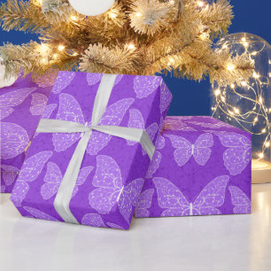 Papel De Regalo Mariposa floral natural púrpura moderna de lujo