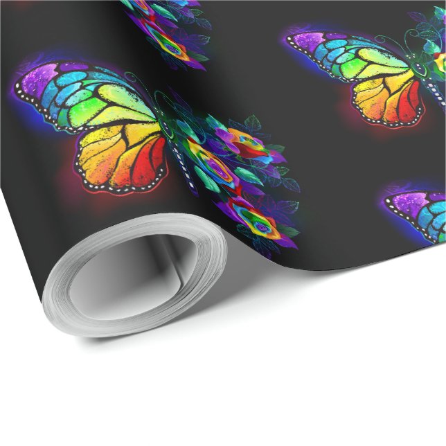 Papel De Regalo Mariposa florida arcoiris (Esquina del rollo)