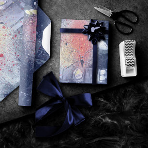 Papel De Regalo Mariposa Grunge Love Pintura púrpura de Naranja