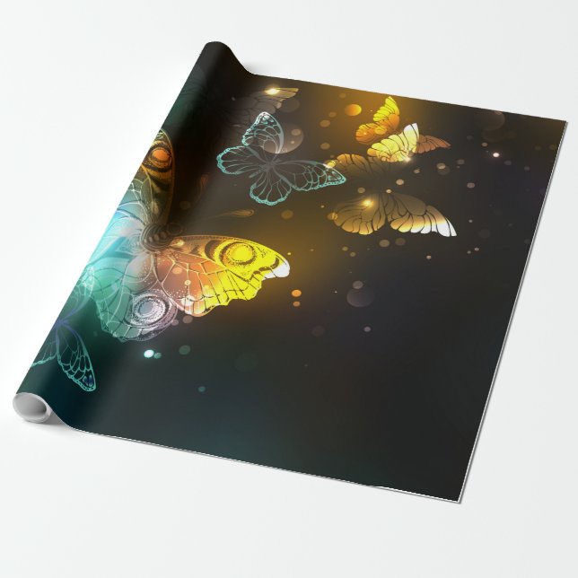 Papel De Regalo Mariposa luminosa y mariposas nocturnas (Desenrollado)