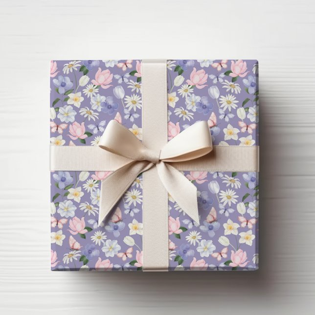 Papel De Regalo Mariposa morada (Purple Butterfly Wrapping Paper
)