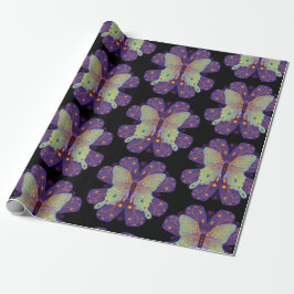 Papel De Regalo Mariposa morada, negra y pálida azul