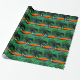 Papel De Regalo Mariposa naranja brillante y negra en hoja