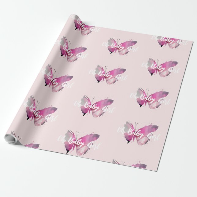 Papel De Regalo Mariposa Oh Niña (Desenrollado)