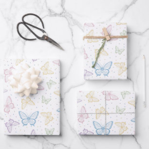 Papel de regalo mariposa pastel, envoltorio de reg