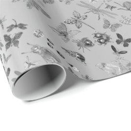 Papel De Regalo Mariposa pradera gris plateada Inspira gemas diama