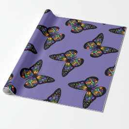 Papel De Regalo Mariposa púrpura arcoiris