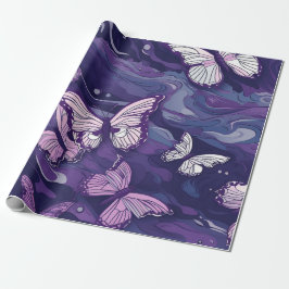 Papel De Regalo Mariposa Púrpura En El Agua