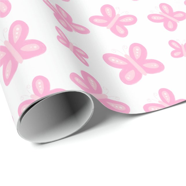 Papel De Regalo Mariposa rosa dulce (Esquina del rollo)