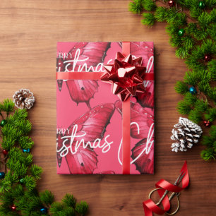 Papel De Regalo Mariposa rosa moderna de navidad