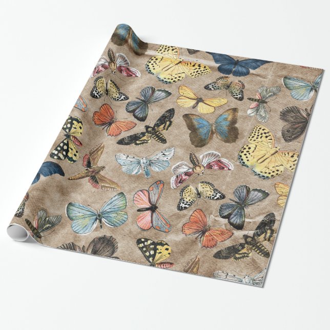 Papel De Regalo Mariposa rústica (Desenrollado)