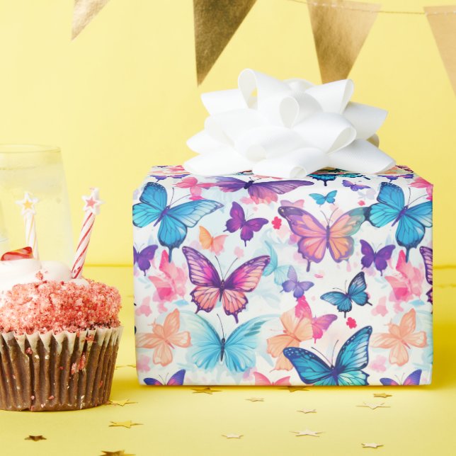 Papel De Regalo Mariposa sinusoidal colorida (Fiesta de cumpleaños )