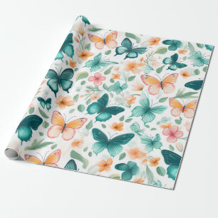 Papel De Regalo Mariposa y flor de Serene