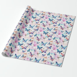 Papel De Regalo Mariposas acuarelas: Belleza fluctuante
