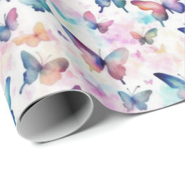 Papel De Regalo Mariposas acuarelas: Belleza fluctuante