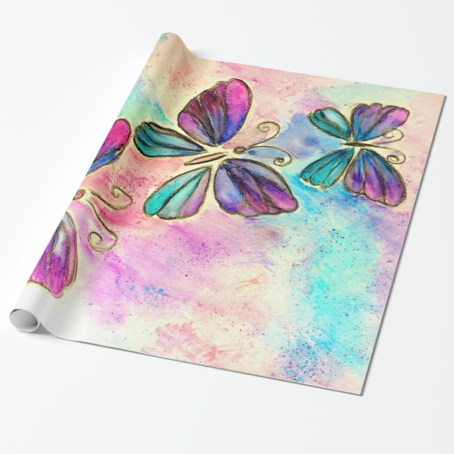 Papel De Regalo Mariposas acuáticas (Desenrollado)