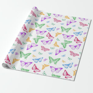 Papel De Regalo Mariposas arcoiris