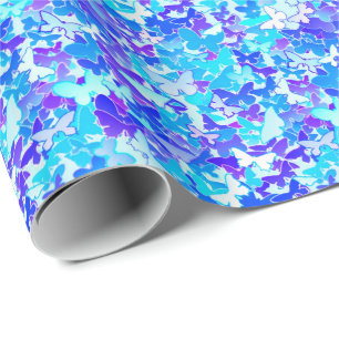 Papel De Regalo Mariposas, azul, turquesa, lavanda
