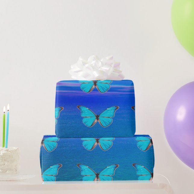 Papel De Regalo Mariposas azules (Regalos de fiesta)