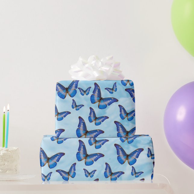 Papel De Regalo Mariposas azules (Regalos de fiesta)