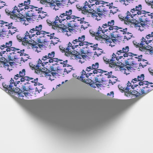 Papel De Regalo Mariposas Brillo Cósmico Patrón Rosa