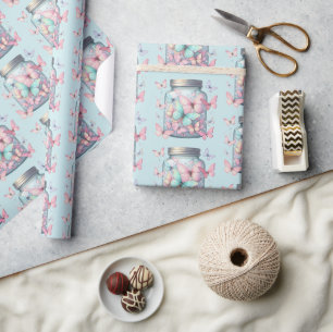 Papel De Regalo Mariposas Caprichosas en un Frasco Patrón