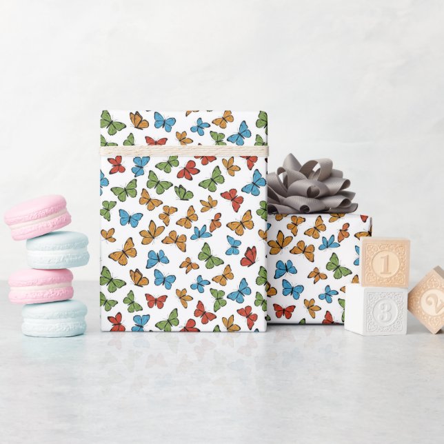 Papel De Regalo Mariposas Coloridas (Baby Shower)